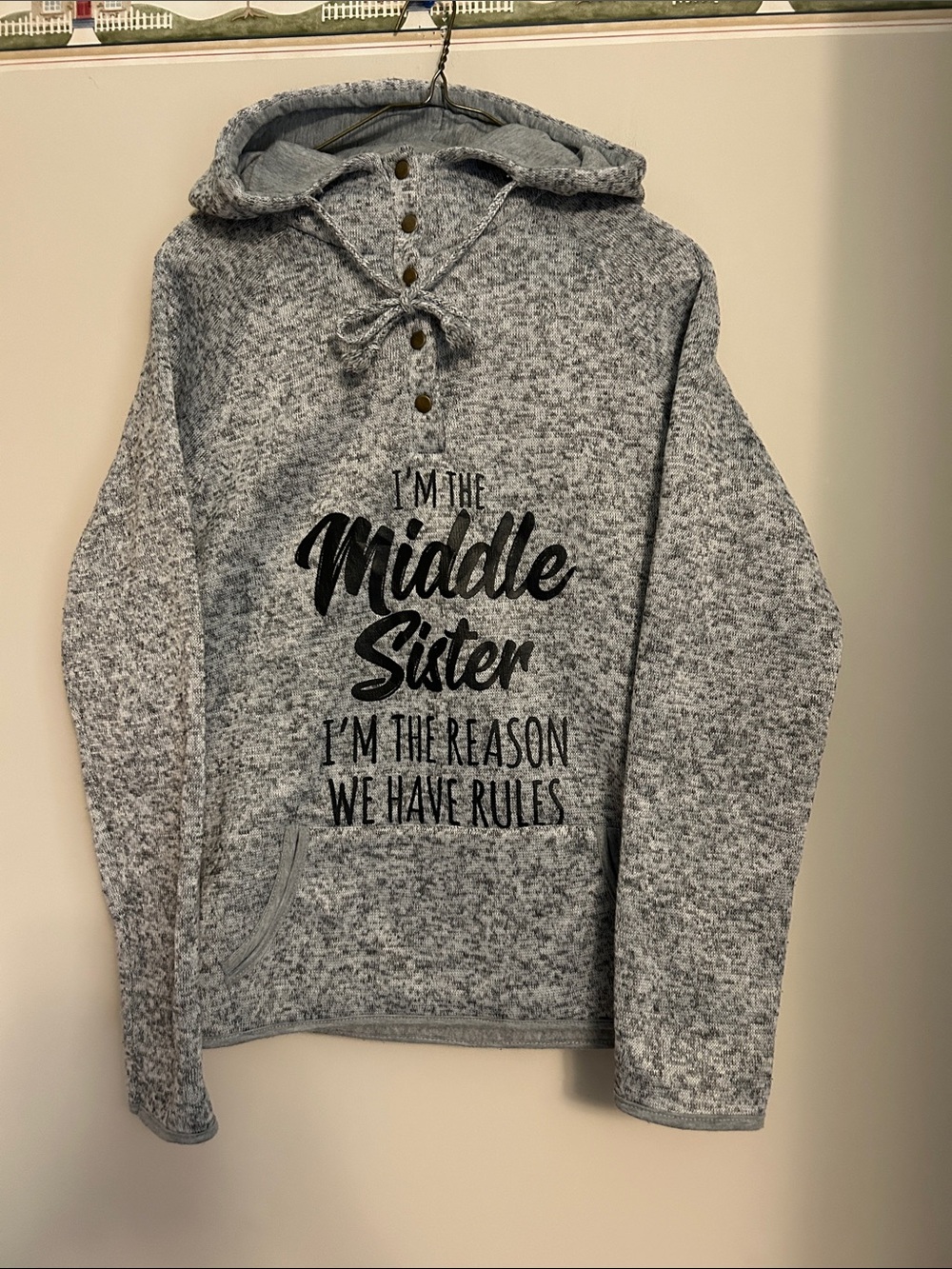 Middle Sister cozy fleece lined grey hoodie in very good condition . Size M